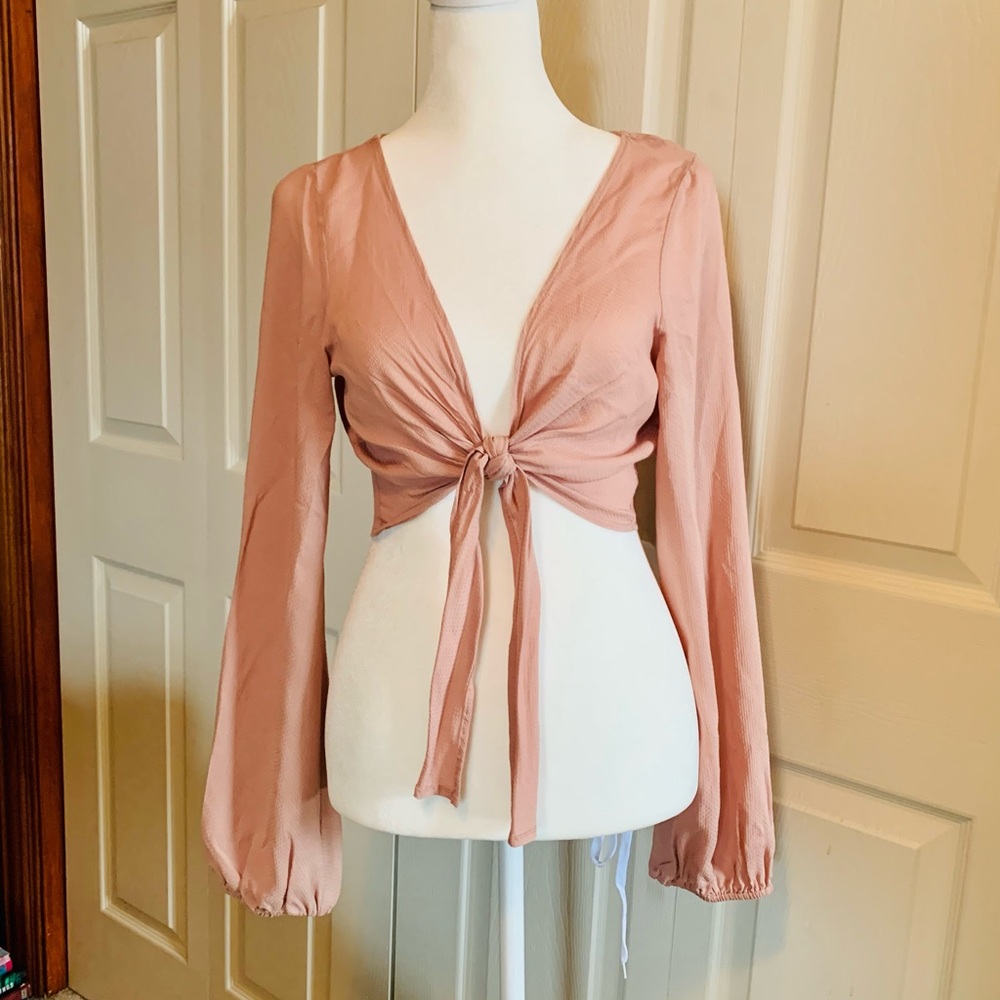 Free People Blush Tie-Front Top